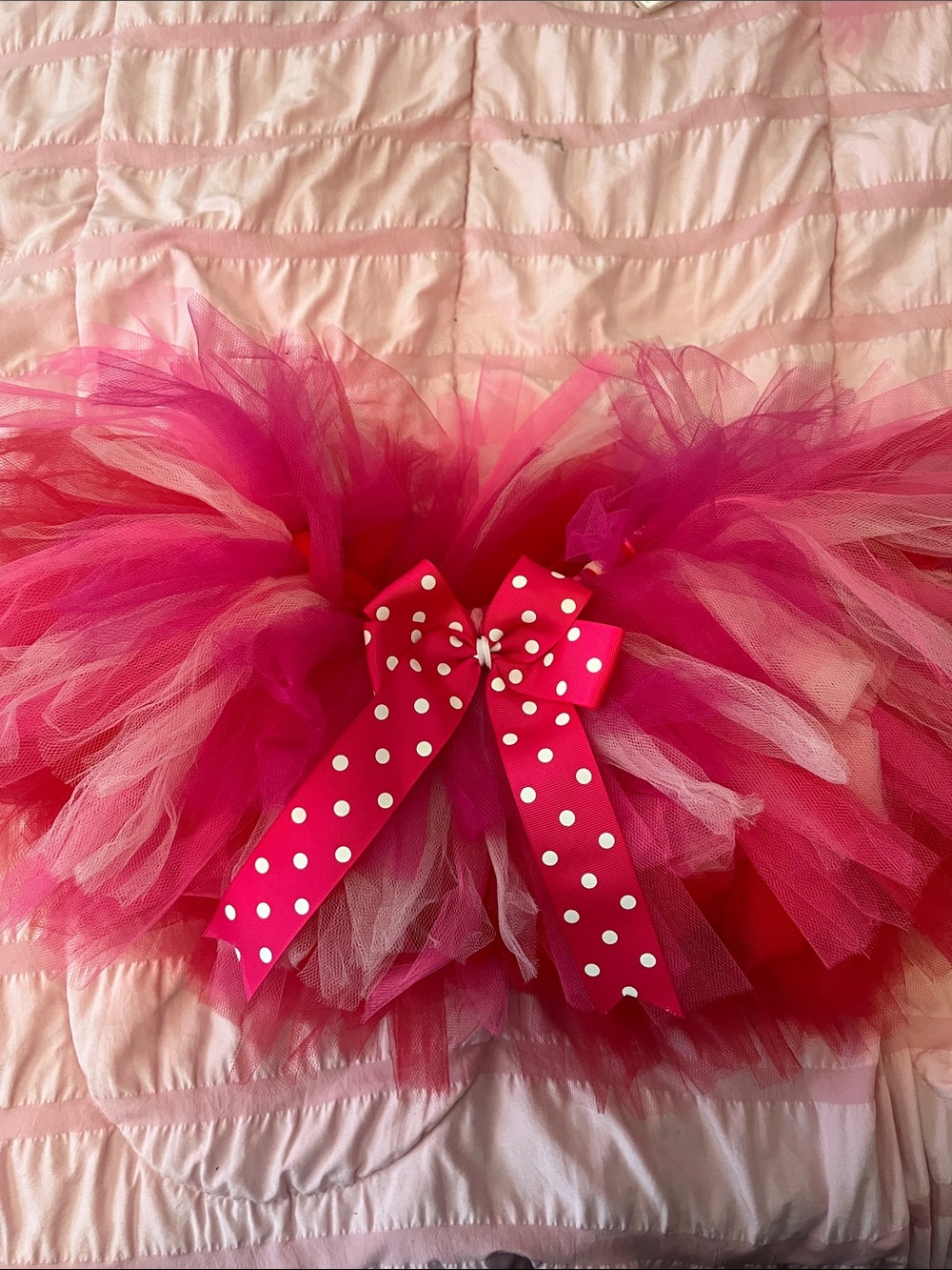 Girls Hot Pink Polka Dot Tutu Bow - Kids Accessories